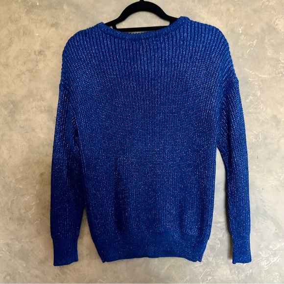 American Apparel Metallic Blue Fisherman Sweater - Picture 4 of 6